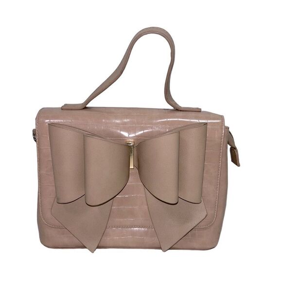 Like Dreams Blush Pink Crossbody Purse Removable Strap Big Bow Pockets Organize - Picture 1 of 14